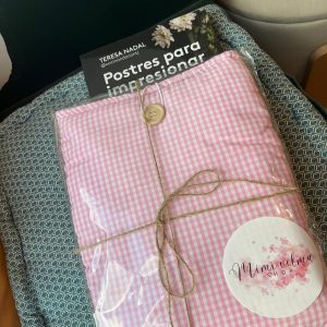 Funda botón vichy rosa
